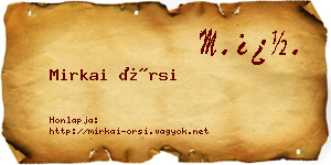 Mirkai Örsi névjegykártya